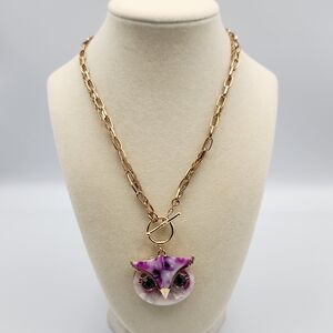 Betsey Johnson Purple Owl Pendant Necklace